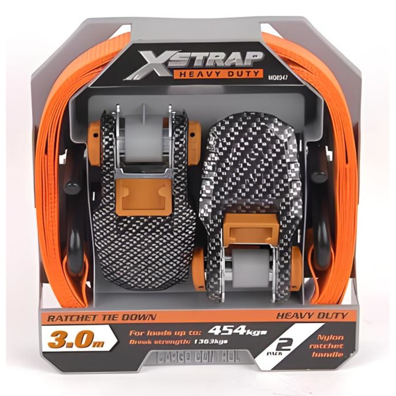 Tiedown Ratchet Heavy Duty Orange W/Hook P/2