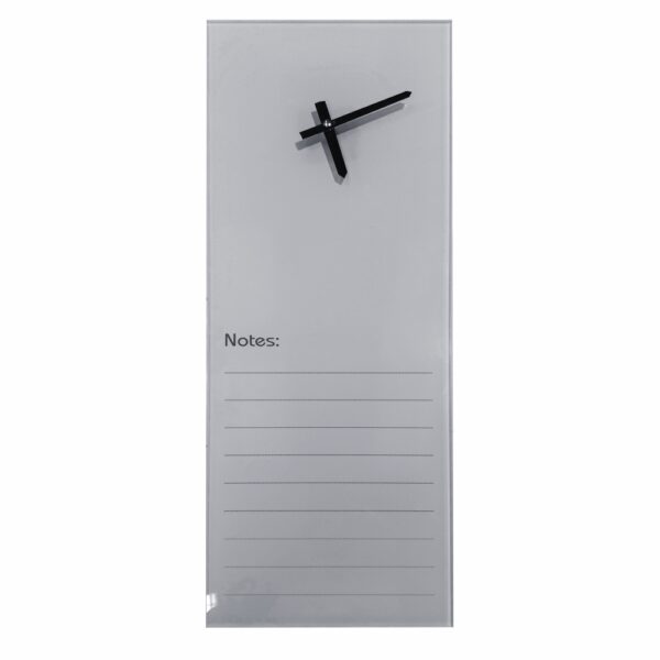 Glass Clock With Notes (200 x 580mm - Grey)