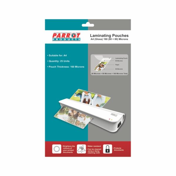Laminating Pouches (A4 - Gloss -  220x310mm - 160 (80+80) Microns - Pack 25)