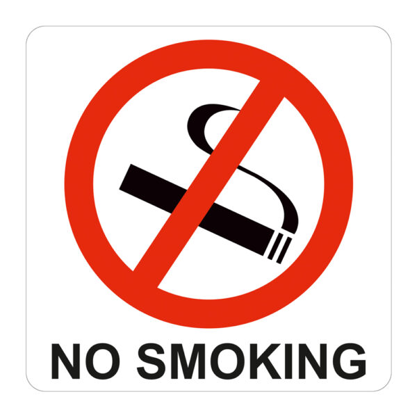 No Smoking Symbolic Sign - Printed on White ACP (150 x 150mm)