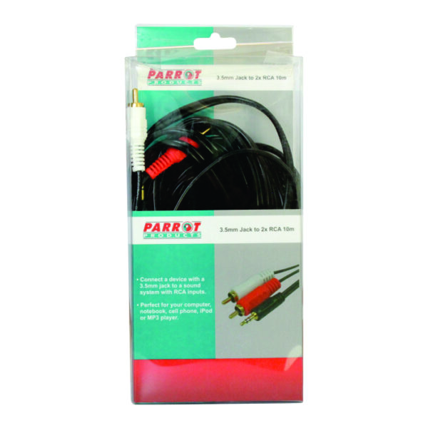 3.5mm Audio Jack to Two Male RCA cable (10 Meters)