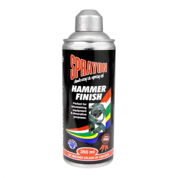 SPRAYON HAMMER FINISH SPRAY PAINT SILVER 350ML