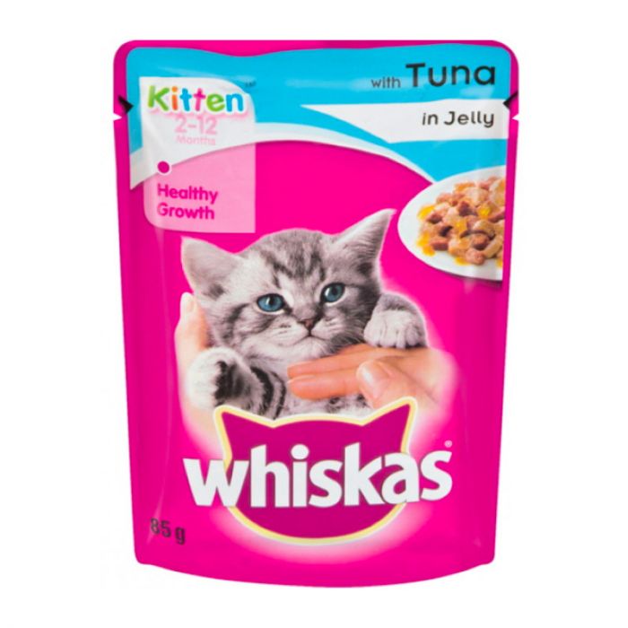 WHISKAS CAT FOOD POUCH KITTEN BEEF IN GRAVY 85G