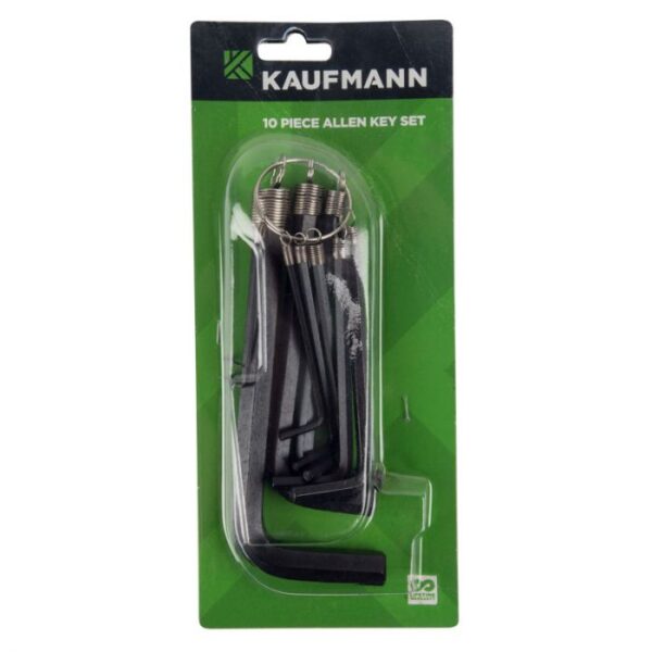 KAUFMANN ALLEN KEY SET 10PCE 1/16-1/2 INCH