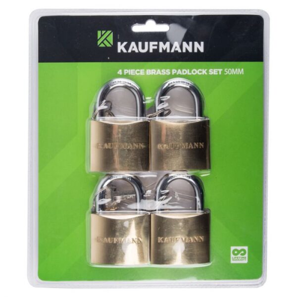 KAUFMANN BRASS LOCK SET 4 PC 50MM