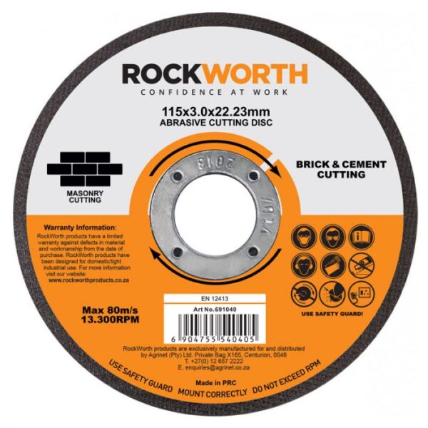 ROCKWORTH CUTTING DISC MASONRY 115X3.0MM