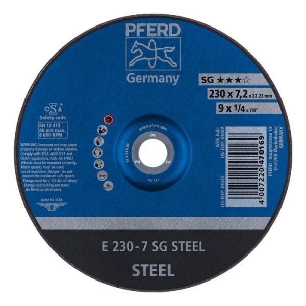 PFERD GRINDING WHL STEEL DOME 230MM X7.2MM SG
