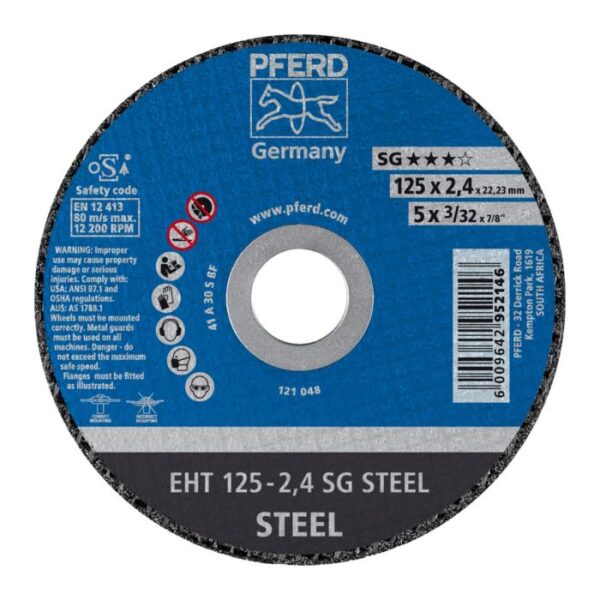 PFERD CUTTING DISC FLAT STEEL 125MM X2.4MM SG