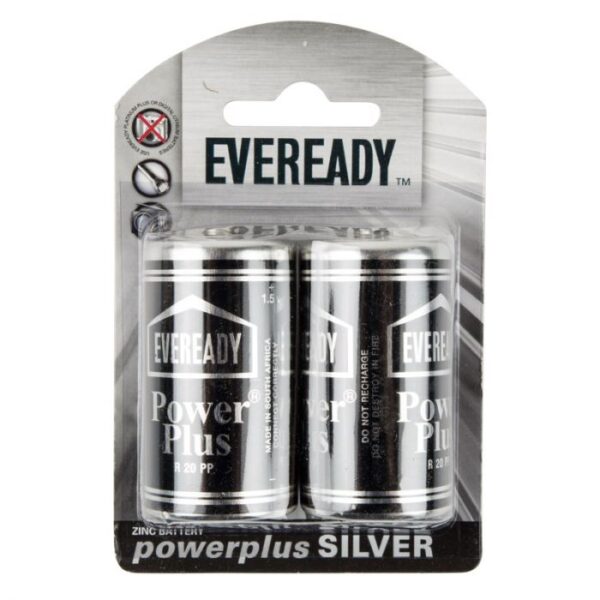 EVEREADY BATTERY R20PP D CELL 2 PACK