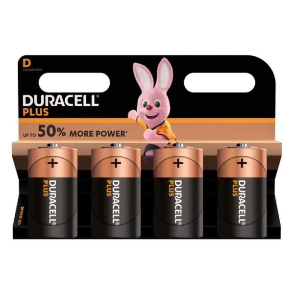 DURACELL BATTERY PLUS D 4 PK