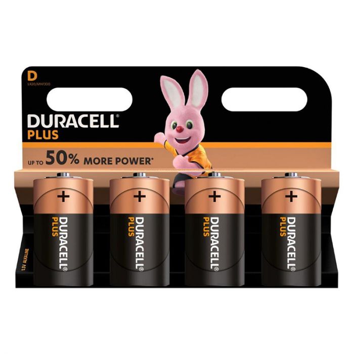DURACELL BATTERY PLUS D 4 PK