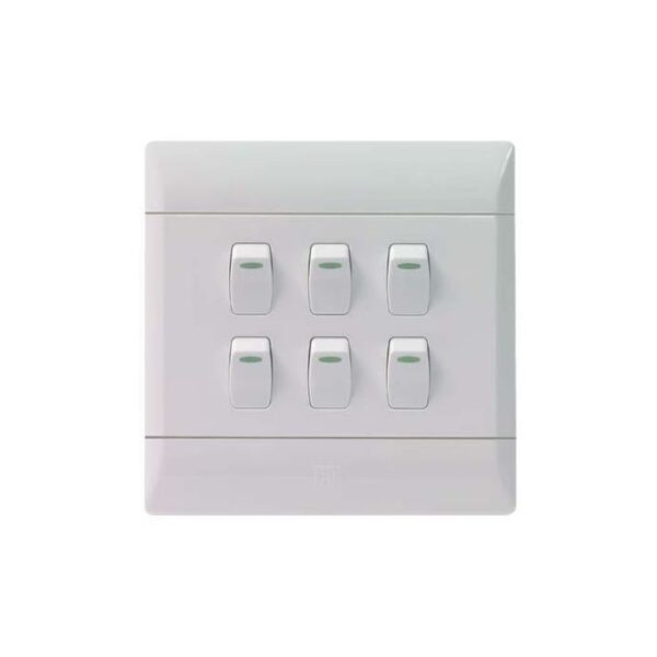 CBI LIGHT SWITCH 6L1W 4X4 WHITE
