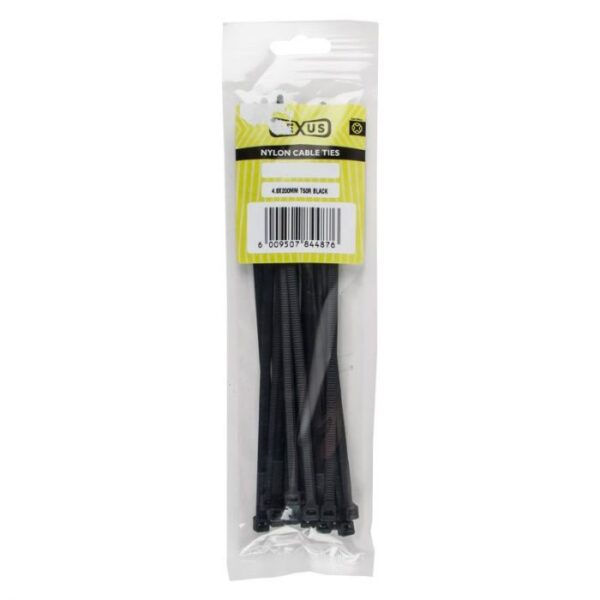 NEXUS CABLE TIES T30R 3.6MMX150MM BLACK 100 PACK