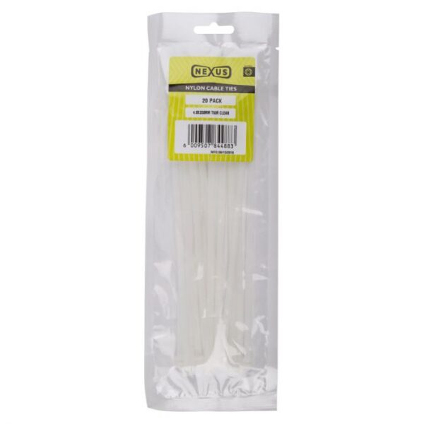 NEXUS CABLE TIES T50R 4.8MMX200MM WHITE 20 PACK