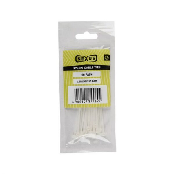 NEXUS CABLE TIES T50L 4.6MMX400MM WHITE 20 PACK