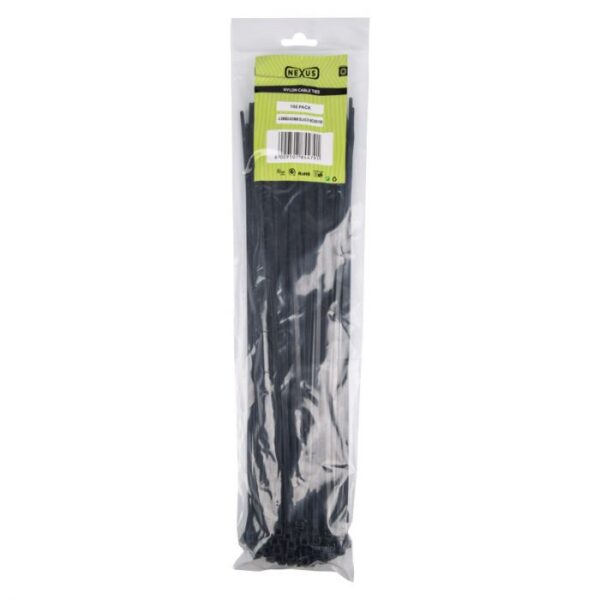 NEXUS CABLE TIES T50L 4.6MMX400MM BLACK 100 PACK