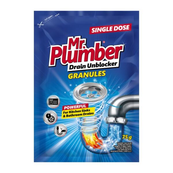 MR PLUMBER DRAIN UNBLOCKER GRANULES SINGLE DOSE 75G