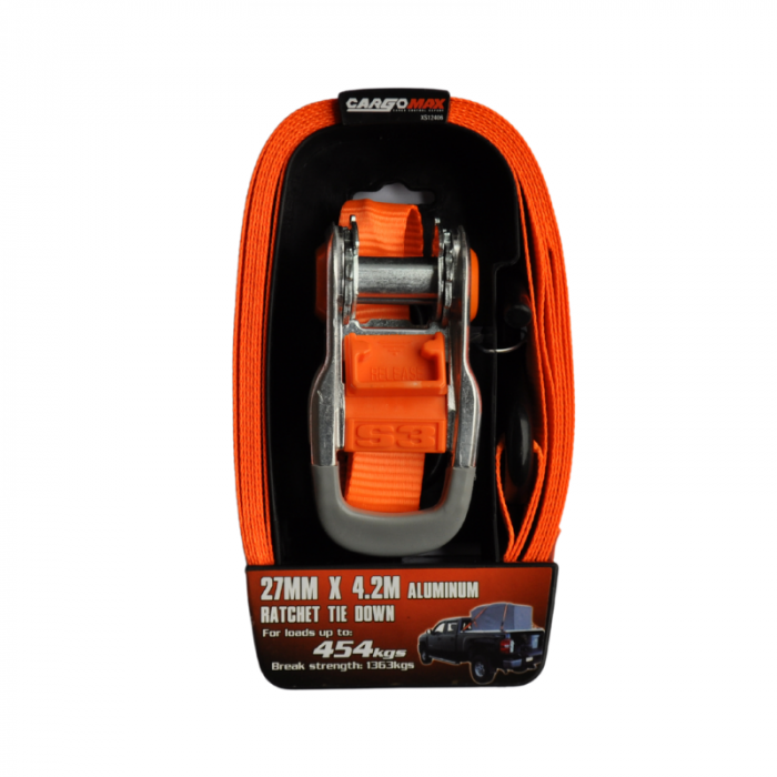 CARGOMAX TIE DOWN RATCHET S-HOOK 1PCS 27MMX4.2M