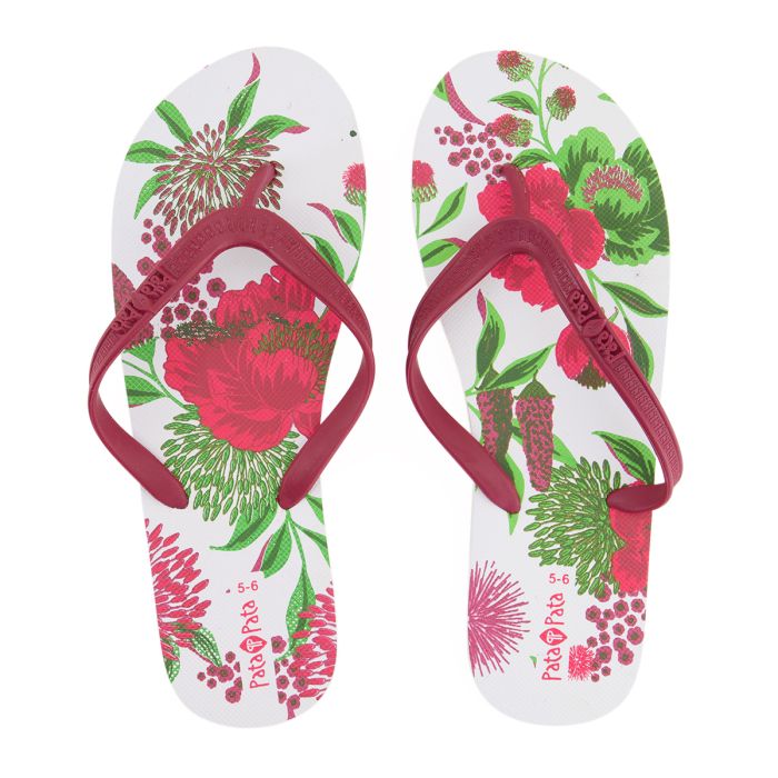 Pata Pata Ladies Flip Flops Red Floral Size 5/6 – Anchor828 Wholesale